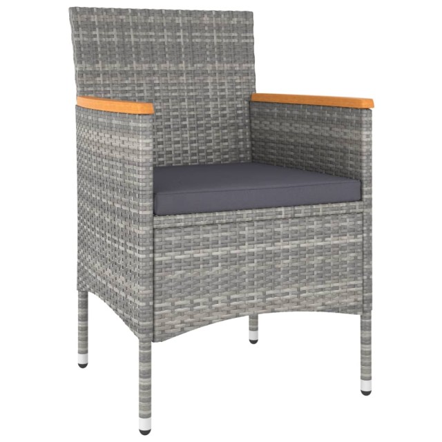 Ensemble de bistro jardin 5pcs Résine tressée verre trempé Gris