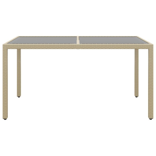 Ensemble à manger de jardin 5 pcs Rotin verre trempé Beige