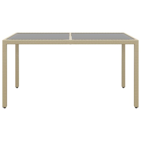 Ensemble à manger de jardin 5 pcs Rotin verre trempé Beige