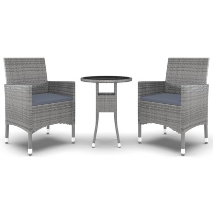 Ensemble à manger de jardin 3 pcs Résine tressée Gris 2