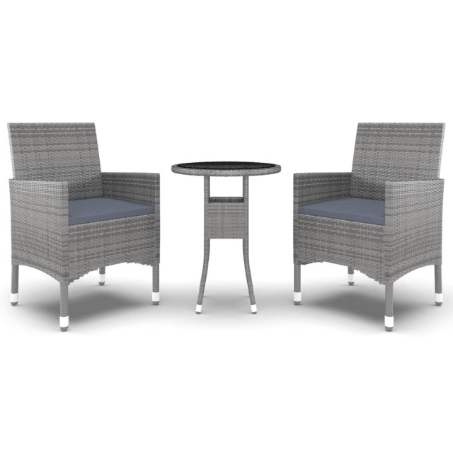 Ensemble à manger de jardin 3 pcs Résine tressée Gris