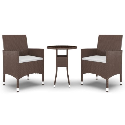Ensemble à manger de jardin 3pcs Résine tressée Marron 2