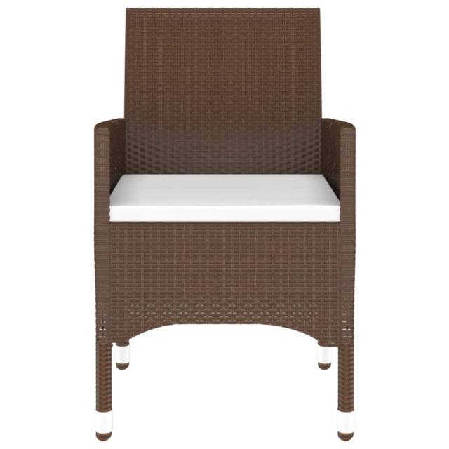 Ensemble à manger de jardin 3pcs Résine tressée Marron