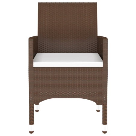 Ensemble à manger de jardin 3pcs Résine tressée Marron