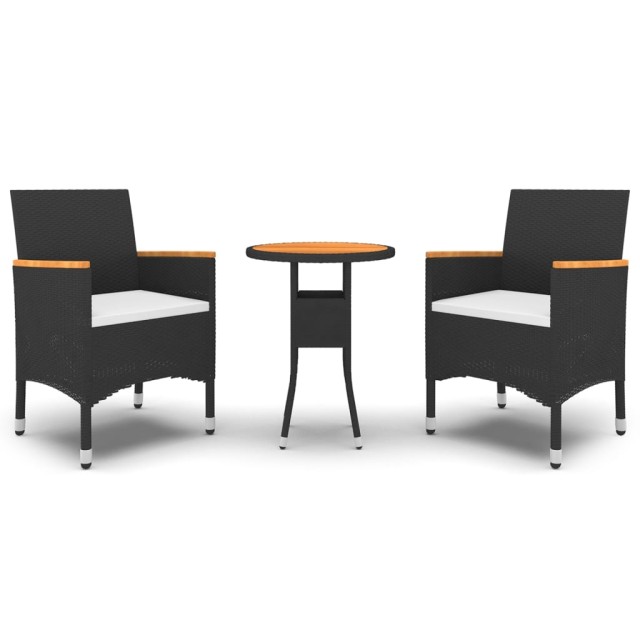 Ensemble à manger de jardin 3 pcs Résine tressée Noir