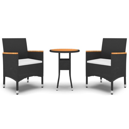 Ensemble à manger de jardin 3 pcs Résine tressée Noir