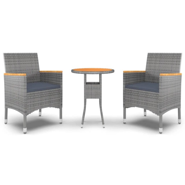 Ensemble à manger de jardin 3 pcs Résine tressée Gris