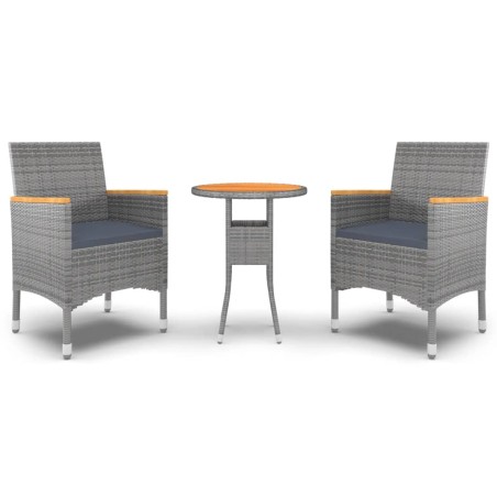 Ensemble à manger de jardin 3 pcs Résine tressée Gris