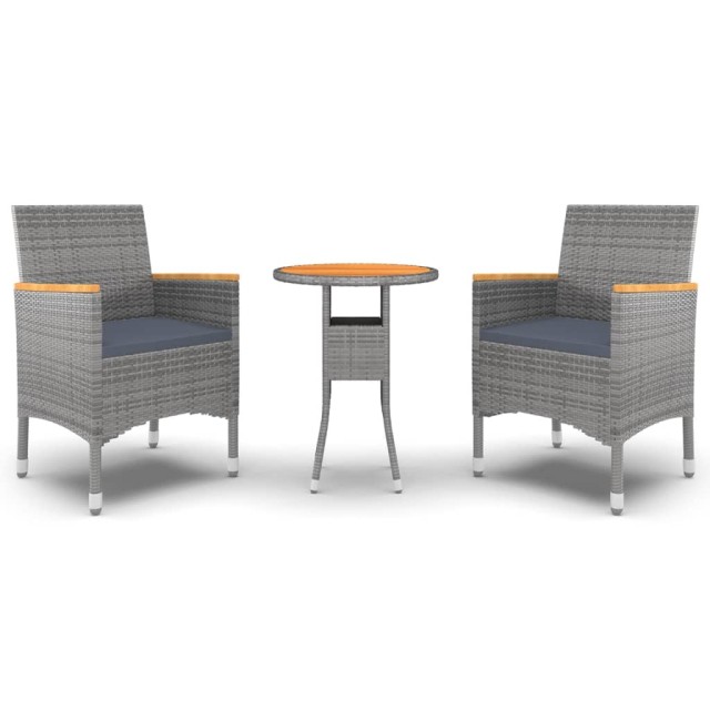 Ensemble à manger de jardin 3 pcs Résine tressée Gris