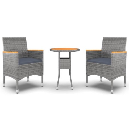 Ensemble à manger de jardin 3 pcs Résine tressée Gris