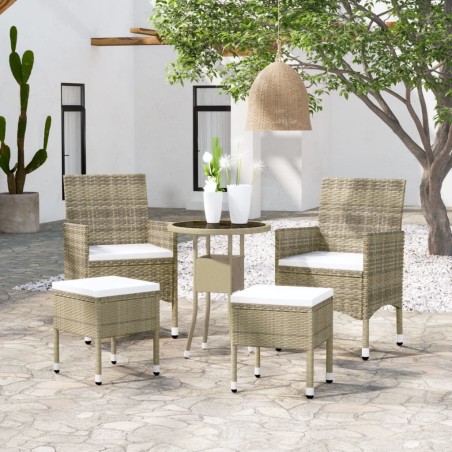Salon de jardin 5 pcs Résine tressée Beige