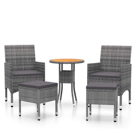 Salon de jardin 5 pcs Résine tressée Gris 2