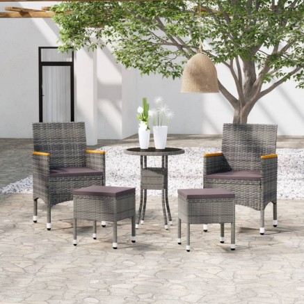 Salon de jardin 5 pcs Résine tressée Gris
