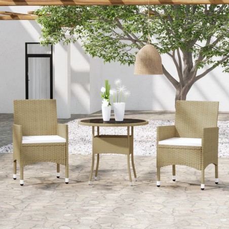 Ensemble à manger de jardin 3 pcs Résine tressée Beige