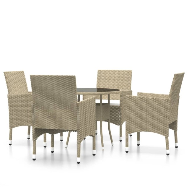 Ensemble à manger de jardin 5 pcs Résine tressée Beige