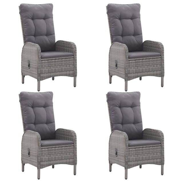 Ensemble à manger de jardin 5 pcs Résine tressée et verre Gris