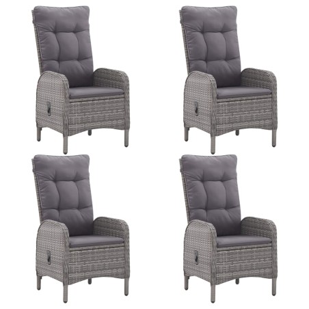 Ensemble à manger de jardin 5 pcs Résine tressée et verre Gris