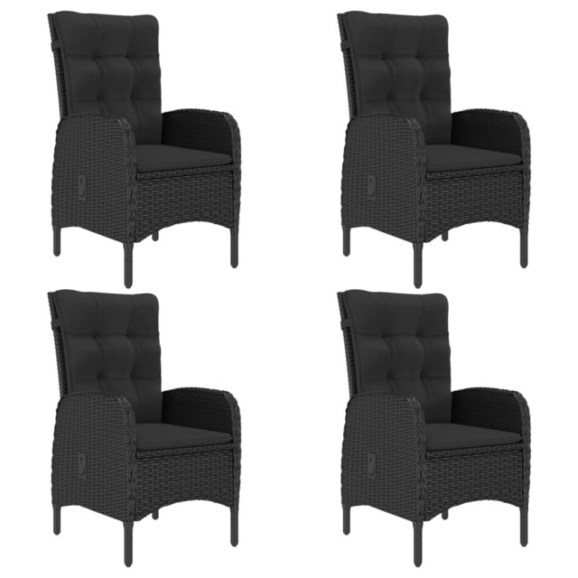 Ensemble à dîner de jardin 5 pcs Résine tressée et verre Noir