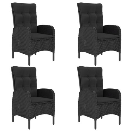 Ensemble à manger de jardin 5 pcs Résine tressée et acacia Noir