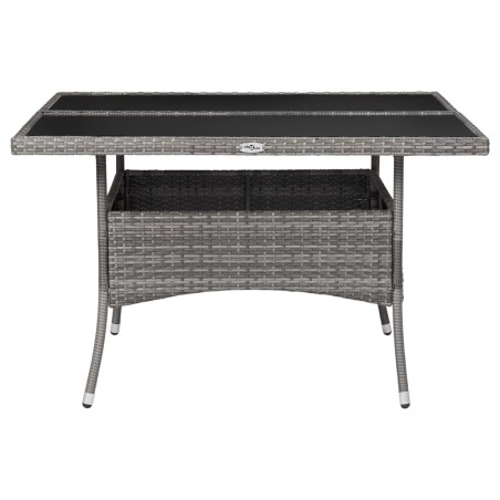 Ensemble à manger de jardin 9 pcs Résine tressée et verre Gris