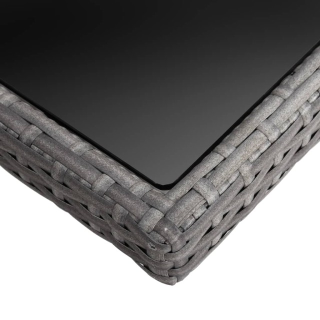 Ensemble à manger de jardin 9 pcs Résine tressée et verre Gris