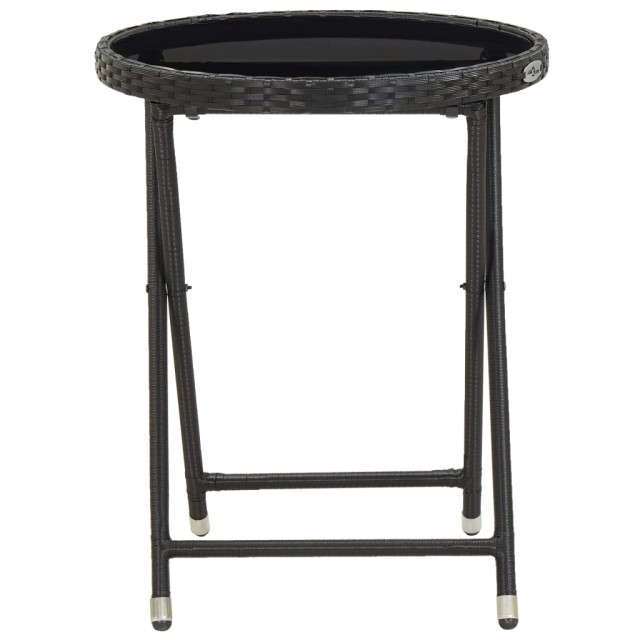 Ensemble de bistro de jardin 3 pcs Résine tressée et verre Noir