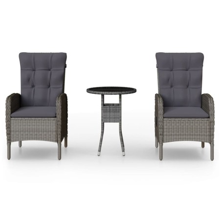 Ensemble de bistro de jardin 3 pcs Résine tressée Gris
