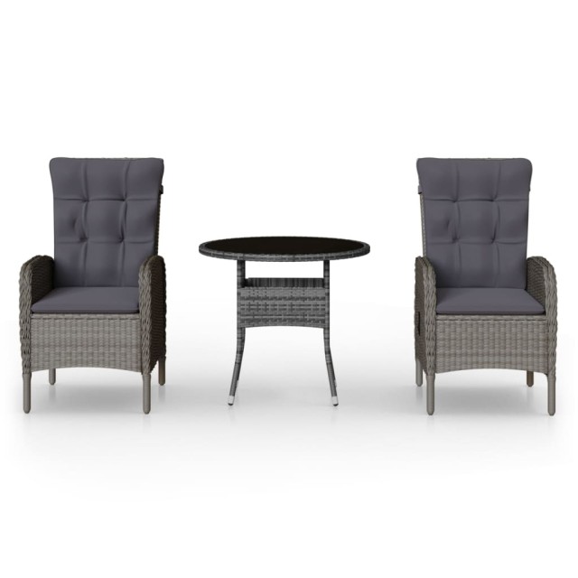 Ensemble de bistro de jardin 3 pcs Résine tressée Gris