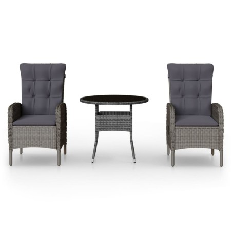 Ensemble de bistro de jardin 3 pcs Résine tressée Gris