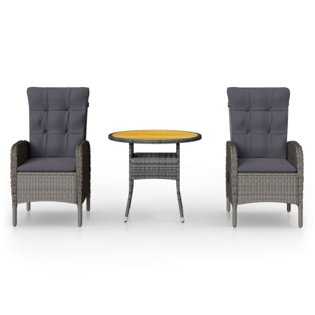 Ensemble de bistro de jardin 3 pcs Résine tressée Gris
