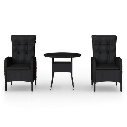 Ensemble de bistro de jardin 3 pcs Résine tressée Noir 2