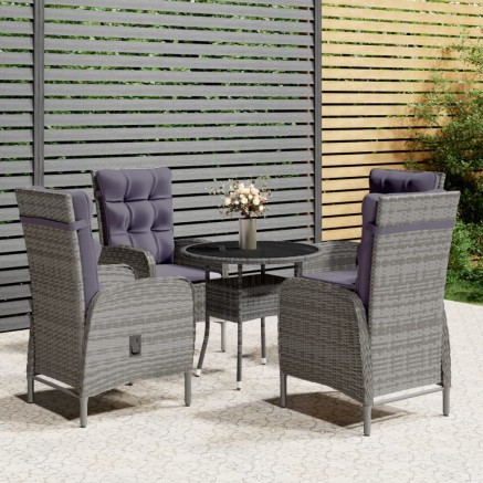 Ensemble de bistro de jardin 5 pcs Résine tressée Gris