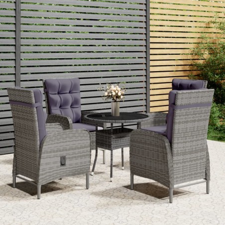 Ensemble de bistro de jardin 5 pcs Résine tressée Gris