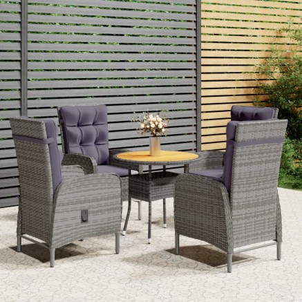 Ensemble de bistro de jardin 5 pcs Résine tressée Gris
