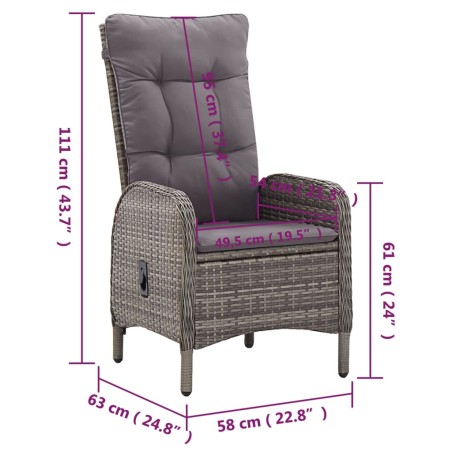 Ensemble de bistro de jardin 5 pcs Résine tressée Gris