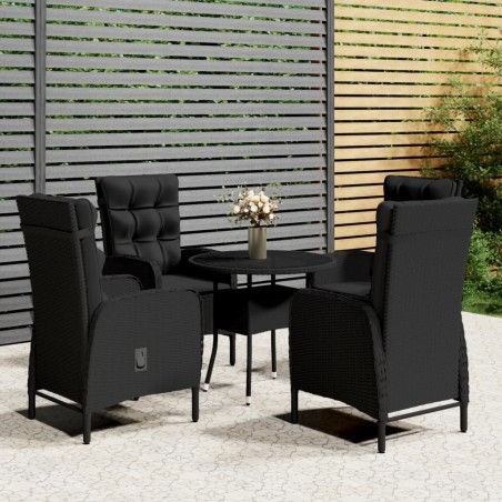 Ensemble de bistro de jardin 5 pcs Résine tressée Noir