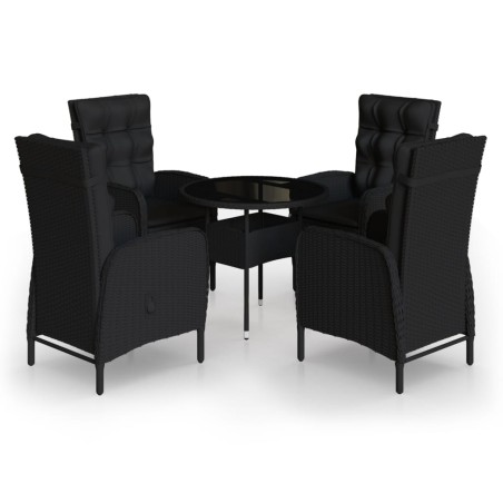 Ensemble de bistro de jardin 5 pcs Résine tressée Noir