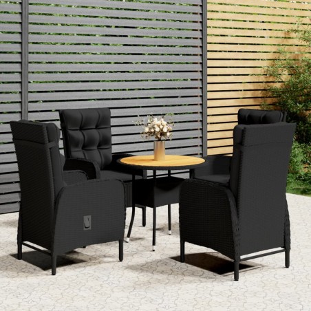 Ensemble de bistro de jardin 5 pcs Résine tressée Noir