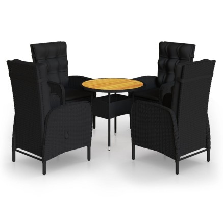Ensemble de bistro de jardin 5 pcs Résine tressée Noir 2