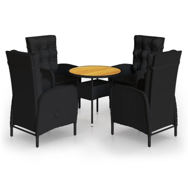 Ensemble de bistro de jardin 5 pcs Résine tressée Noir