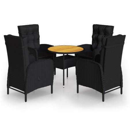 Ensemble de bistro de jardin 5 pcs Résine tressée Noir