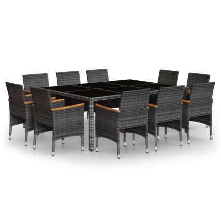 Ensemble à manger de jardin 11 pcs résine tressée gris