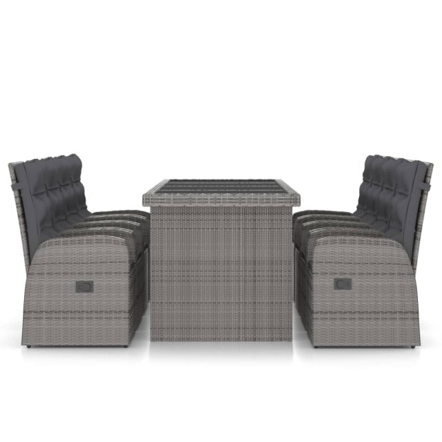 Ensemble à manger d'extérieur 9pcs coussins Résine tressée Gris