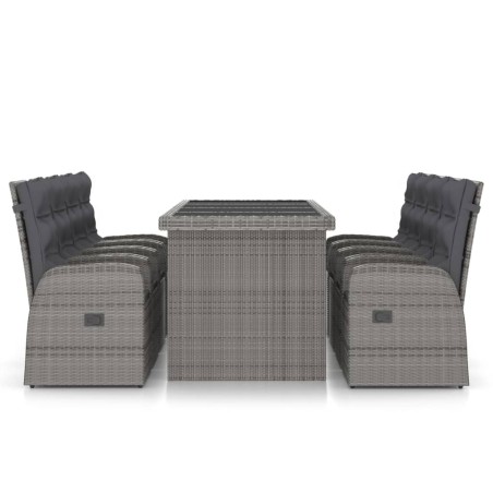 Ensemble à manger d'extérieur 9pcs coussins Résine tressée Gris