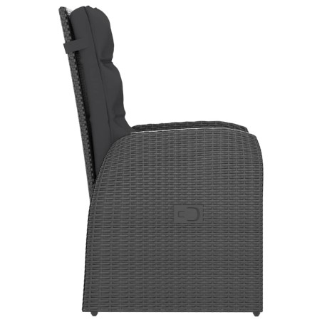 Ensemble à manger d'extérieur 9pcs coussins résine tressée noir