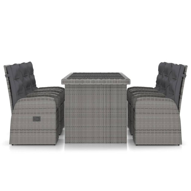 Salon de jardin 7 pcs avec coussins Résine tressée Gris