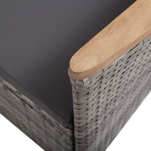 Salon de jardin 3 pcs avec coussins Résine tressée Gris