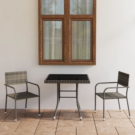 Ensemble à manger de jardin 3pcs Résine tressée Anthracite gris