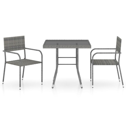 Ensemble à manger de jardin 3pcs Résine tressée Anthracite gris 2
