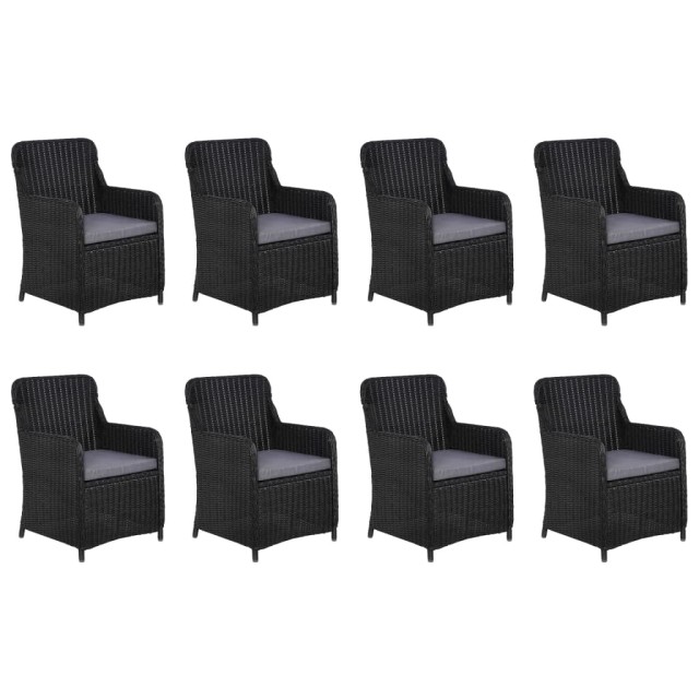 Ensemble à manger de jardin 9 pcs Résine tressée Noir